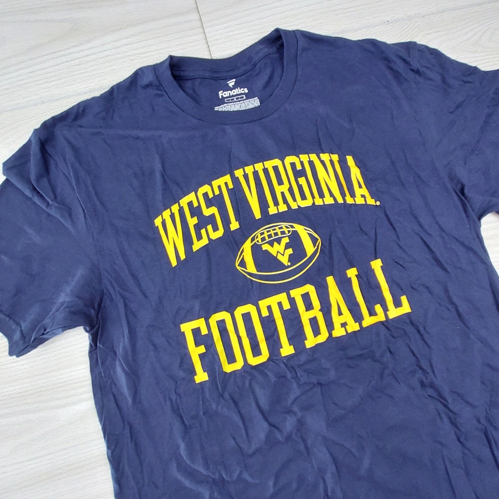West Virginia Mountaineers Football T Shirt Mens Large Navy Blue Fanatics Sports
